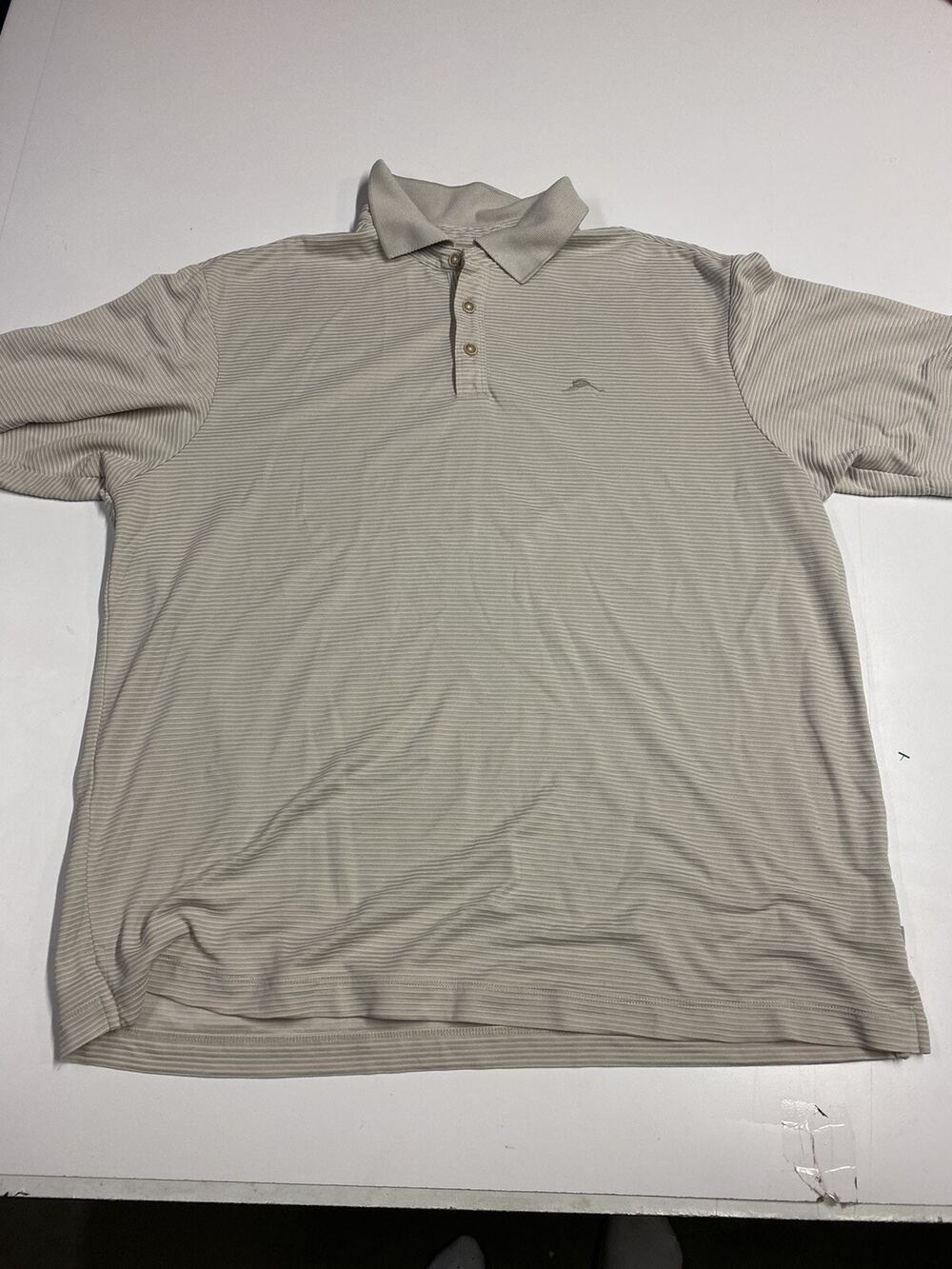 Tommy Bahama Mens Polo Golf Shirt Size XL Gray White Soft Marlin Pima Cotton